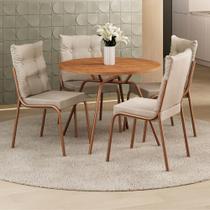 Conjunto Sala de Jantar 4 Cadeiras Lisboa Carraro Rosê Cobre Conjunto Sala de Jantar 4 Cadeiras Lisboa Carraro Rosê Cobre