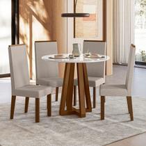 Conjunto Sala de Jantar 4 Cadeiras Livia Off White Âmbar/Off Conjunto Sala de Jantar 4 Cadeiras Livia Off White Âmbar/Off