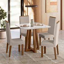 Conjunto Sala de Jantar 4 Cadeiras Livia Off White/Âmbar Conjunto Sala de Jantar 4 Cadeiras Livia Off White/Âmbar