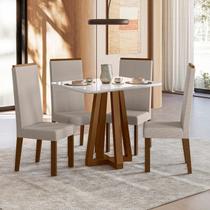 Conjunto Sala de Jantar 4 Cadeiras Livia Off White/Âmbar Conjunto Sala de Jantar 4 Cadeiras Livia Off White/Âmbar