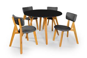 Conjunto Sala de Jantar 4 Cadeiras Mesa Redonda 110cm - Essencial Estofados