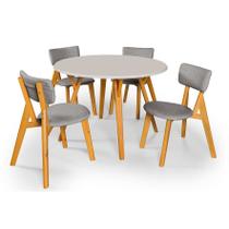 Conjunto Sala de Jantar 4 Cadeiras Mesa Redonda 110cm - Essencial Estofados