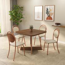 Conjunto Sala de Jantar 4 Cadeiras Rubi Carraro Nogal Rosê Conjunto Sala de Jantar 4 Cadeiras Rubi Carraro Nogal Rosê