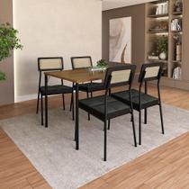 Conjunto Sala de Jantar 4 Cadeiras Sale Carraro Freijó Preto Conjunto Sala de Jantar 4 Cadeiras Sale Carraro Freijó Preto