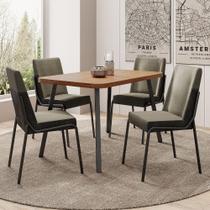 Conjunto Sala de Jantar 4 Cadeiras San Lorenzo Carraro Nogal e Preto