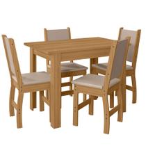 Conjunto Sala de Jantar 4 Cadeiras Tampo Retangular 108cm sem Vidro Bellagio Freijó UV Clara Savana - Poliman