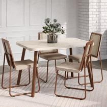 Conjunto Sala de Jantar 4 Cadeiras Trento Carraro Petra e Rosê Conjunto Sala de Jantar 4 Cadeiras Trento Carraro Petra e Rosê