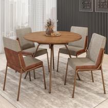 Conjunto Sala de Jantar 4 Cadeiras Verona Carraro Freijó Areia Rosê Conjunto Sala de Jantar 4 Cadeiras Verona Carraro Freijó Areia Rosê