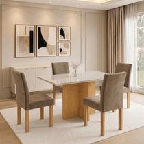 Conjunto Sala de Jantar 4 Lugares 120x80cm Mesa Carol e Cadeiras Espanha Cinamomo