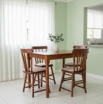 Conjunto Sala de Jantar 4 Lugares Madeira Maciça Dalas Imbuia Ecomóveis