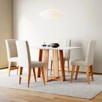 Conjunto Sala de Jantar 4 Lugares Mesa Bahê 90 e Cadeira Ane Babus