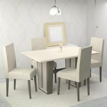 Conjunto Sala de Jantar 4 Lugares Mesa Flórida e Cadeira Montana Tecido A40 Marrom/Wengue Conjunto Sala de Jantar 4 Lugares Mesa Flórida e Cadeira Montana Tecido A40 Marrom/Wengue