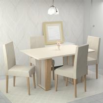 Conjunto Sala de Jantar 4 Lugares Mesa Florida e Cadeira Montana Tecido A40 Móveis Meneghetti Inovata