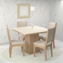 Conjunto Sala de Jantar 4 Lugares Mesa Grecia e Cadeira Paris Tecido A40 Móveis Meneghetti Inovata