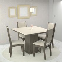 Conjunto Sala de Jantar 4 Lugares Mesa Grecia e Cadeira Paris Tecido A40 Móveis Meneghetti Wengue