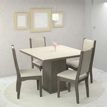 Conjunto Sala de Jantar 4 Lugares Mesa Grecia e Cadeira Paris Tecido A40 Móveis Meneghetti