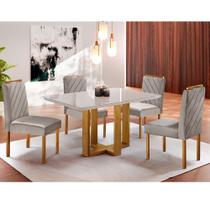 Conjunto Sala de Jantar 4 Lugares Mesa Lisy e Cadeiras Jade Veludo Móveis Mix - Móveis Mundial