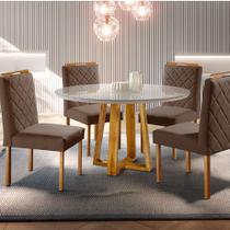 Conjunto Sala de Jantar 4 Lugares Mesa Redonda 1,2m e 4 Cadeiras Marrom Havana - Moveis Mix Conjunto Sala de Jantar 4 Lugares Mesa Redonda 1,2m e 4 Cadeiras Marrom Havana - Moveis Mix