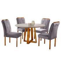 Conjunto Sala de Jantar 4 Lugares Mesa Redonda 1,2m e 4 Cadeiras Moveis Mix Conjunto Sala de Jantar 4 Lugares Mesa Redonda 1,2m e 4 Cadeiras Moveis Mix
