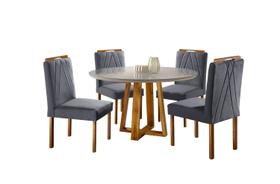 Conjunto Sala de Jantar 4 Lugares Mesa Redonda Natalle 100cm e Cadeiras Madeira Maciça Conjunto Sala de Jantar 4 Lugares Mesa Redonda Natalle 100cm e Cadeiras Madeira Maciça