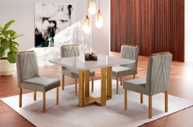 Conjunto Sala de Jantar 4 Lugares Paris Mesa Quadrada