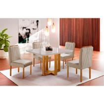 Conjunto Sala de Jantar 4 Lugares Paris Mesa Quadrada Veludo Móveis Mix