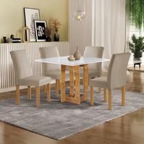 Conjunto Sala de Jantar 4 Lugares Quadrada 90x90 Tampo de Vidro/MDF Mesa Carolina e Cadeiras Espanha Conjunto Sala de Jantar 4 Lugares Quadrada 90x90 Tampo de Vidro/MDF Mesa Carolina e Cadeiras Espanha