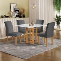 Conjunto Sala de Jantar 4 Lugares Quadrada 90x90 Tampo de Vidro/MDF Mesa Carolina e Cadeiras Espanha