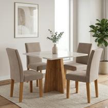 Conjunto Sala de Jantar 4 Lugares Quadrada Cadeiras Estofadas Espanha Yescasa