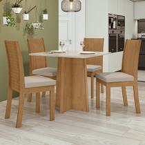 Conjunto Sala de Jantar 4 Lugares Quadrada Tampo MDF Mesa Celebrare e Cadeiras Athenas