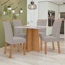 Conjunto Sala de Jantar 4 Lugares Quadrada Tampo Vidro/MDF Mesa Celebrare com Cadeiras Apogeu Conjunto Sala de Jantar 4 Lugares Quadrada Tampo Vidro/MDF Mesa Celebrare com Cadeiras Apogeu
