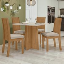 Conjunto Sala de Jantar 4 Lugares Quadrada Tampo Vidro/MDF Mesa Celebrare e Cadeiras Athenas