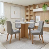 Conjunto Sala de Jantar 4 Lugares Quadrado Tampo Vidro/MDF Mesa Celebrare com Cadeiras Luar Conjunto Sala de Jantar 4 Lugares Quadrado Tampo Vidro/MDF Mesa Celebrare com Cadeiras Luar