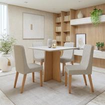 Conjunto Sala de Jantar 4 Lugares Quadrado Tampo Vidro/MDF Mesa Celebrare com Cadeiras Luar Conjunto Sala de Jantar 4 Lugares Quadrado Tampo Vidro/MDF Mesa Celebrare com Cadeiras Luar