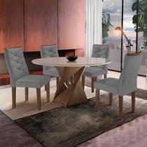 Conjunto Sala de Jantar 4 Lugares Redonda Tampo 100cm Vidro/MDF Mesa e Cadeiras Barcelona Yescasa