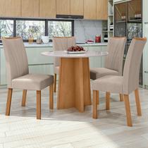 Conjunto Sala de Jantar 4 Lugares Redonda Tampo MDF Mesa Celebrare com Cadeiras Apogeu