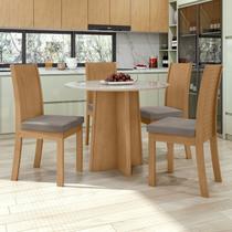 Conjunto Sala de Jantar 4 Lugares Redonda Tampo MDF Mesa Celebrare e Cadeiras Athenas