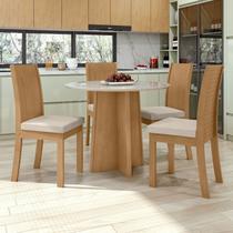 Conjunto Sala de Jantar 4 Lugares Redonda Tampo MDF Mesa Celebrare e Cadeiras Athenas