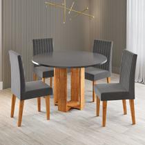 Conjunto Sala de Jantar 4 Lugares Redondo Tampo de MDF Siega Cinza/Mel