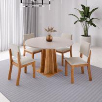 Conjunto Sala de Jantar 4 Lugares Redondo Tampo de Mdf Toquio Mel/Blonde/Bege - Casa Giulia Conjunto Sala de Jantar 4 Lugares Redondo Tampo de Mdf Toquio Mel/Blonde/Bege - Casa Giulia