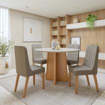 Conjunto Sala de Jantar 4 Lugares Redondo Tampo Vidro/MDF Mesa Celebrare com Cadeiras Luar Conjunto Sala de Jantar 4 Lugares Redondo Tampo Vidro/MDF Mesa Celebrare com Cadeiras Luar