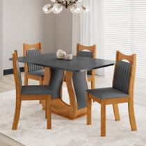Conjunto Sala de Jantar 4 Lugares Retangular Genebra MDF Mel Cinza Conjunto Sala de Jantar 4 Lugares Retangular Genebra MDF Mel Cinza