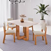 Conjunto Sala de Jantar 4 Lugares Retangular MDF Talk Bege Conjunto Sala de Jantar 4 Lugares Retangular MDF Talk Bege