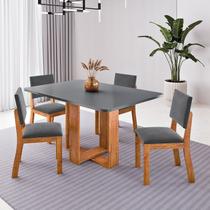 Conjunto Sala de Jantar 4 Lugares Retangular MDF Talk Mel e Cinza Conjunto Sala de Jantar 4 Lugares Retangular MDF Talk Mel e Cinza