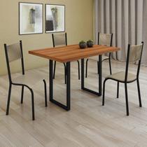 Conjunto Sala de Jantar 4 Lugares Retangular Mesa BP 115x70cm Mariana Bege/Rami/Perola