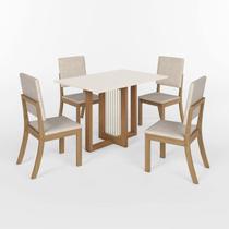 Conjunto Sala de Jantar 4 Lugares Retangular Tampo de MDF Natalí Cadeiras Milla