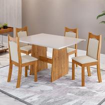 Conjunto Sala de Jantar 4 Lugares Retangular Tampo de MDP Lyra Yescasa Bege/Mel/Blonde Conjunto Sala de Jantar 4 Lugares Retangular Tampo de MDP Lyra Yescasa Bege/Mel/Blonde