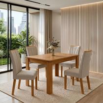 Conjunto Sala de Jantar 4 Lugares Retangular Tampo MDF 120cm Mesa Athenas e Cadeiras Apogeu Bege Amêndoa Clean/Rinzai Bege Conjunto Sala de Jantar 4 Lugares Retangular Tampo MDF 120cm Mesa Athenas e Cadeiras Apogeu Bege Amêndoa Clean/Rinzai Bege