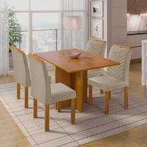 Conjunto Sala de Jantar 4 Lugares Retangular Tampo MDF com Mesa e Cadeiras Carol