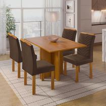 Conjunto Sala de Jantar 4 Lugares Retangular Tampo MDF com Mesa e Cadeiras Carol Marrom/Cinamomo